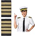 NICENEEDED 2 Pcs Shoulder Boards Epaulets, Uniform Bars Airline Pilot Epaulets, Four Bars Captain Shoulder Boards Insignia Sliders Cosplay Epaulette Sliders Traditional Officer Uniform Epaulets