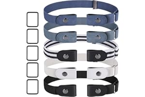 FENTAR 5 Ceintures Sans Boucle pour Femmes et Hommes - Elastiques Ajustables, Souples, Invisibles - pour Jeans, Pantalons, Robes (5 Couleurs)