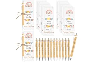 Clabby Kit Regalo per Insegnanti - 12 Penne in Legno, 12 Biglietti di Ringraziamento e Spago di Juta Naturale, Idea Regalo da Fare a Maestre e Professori per Esprime Gratitudine e Apprezzamento