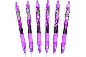 Zebra Z-Grip Lot de 6 stylos à bille lisses – 1,0 mm – Flamme funky – Corps à rayures violettes – Encre violette