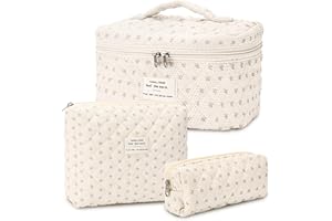 OUXAYAPL 3er Set Kosmetiktasche Kulturtasche Damen, Kulturbeutel Make Up Tasche, Tragbare Schminktasche Makeup Bag Cosmetic Bag Waschtasche Groß für Frauen Mädchen Alltag und Reisen (Biene)