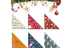 Satiskid 6Pcs Weihnachts-Hundeschal Verstellbarer Hundehalstuch Lebkuchen Weihnachtsmann Waschbar Atmungsaktiv Halstuch Kleine Mittelgroße und Große Hunde Katzen (Elch- und Weihnachtsmannmuster)