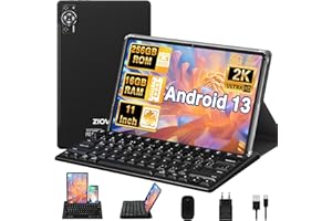 ZIOVO Tablet 11 Pollici Android 13 Tablet PC,16GB RAM+256GB ROM/TF 1TB, Octa Cores 2.0Ghz Tablets, 5G WiFi/Corpo in Metallo/8600mAh/ 2000 * 1200 FHD IPS/13+5MP/GMS/BT5.0,Tablet con Tastiera&Mouse-Nero