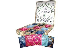 Pukka Coffret Relax, Idée Cadeau Homme et Femme, Coffret de Tisanes, Assortiment de 5 Infusions Relaxantes, 100% Bio Et Commerce Equitable, 45 sachets Tisanes