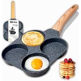 IPEA Padella Pancake 4 STAMPI Antiaderente per Induzione e Gas - Anti Aderente in Alluminio Per Frittata, Crepes, Uova, Hambu