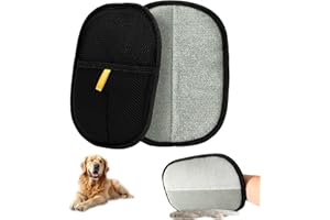 AOOTUERL Pets Double-Sided Pet Grooming Gloves, 2PCS Gant Poil Chat, Gants Antistatiques pour Poils d'animaux, Reusable Massage Deshedding Glove Brush, pour Le Lavage Le Toilettage
