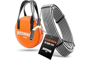 Meisterfaktur Desatascador Tuberias 3.0 [15 m] - muy Larga - Espiral para Desatascar Tuberias para Atascos Graves y Difíciles - ¡Limpiador de Desagües y de Tuberías para Aficionados al Bricolaje!