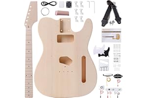 Leo Jaymz DIY TL Style Electric Guitar Kits with Poplar Body and Maple Neck - Maple Fingerboard and All Components Included (TL Poplar)