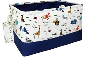 FANKANG Grand panier à linge, bac de rangement pour jouets, en toile, pliable, revêtement polyéthylène étanche, pour enfants, garçons, filles chambre d’enfants, domicile, panier cadeau (animal)