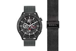 Breil TW2033 Smartwatch BC-1, con Doppio Cinturino Intercambiabile in Tessuto Canvass e in Maglia Mesh Nera, Cassa Nera, Connettività Bluetooth, Chiusura ad Ardiglione, Diametro 46,5 mm