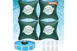 Angooni Poolkissen Winter XXL 4 Stück-120 x 120 cm | Luftkissen Pool mit Doppelnaht zur Poolabdeckung | Pool Kissen für den Winter | mit Boston Dual-Inflation Ventil | Grüner