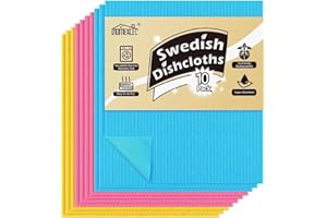 HOMEXCEL 10 Stück schwedische Geschirrtücher, wiederverwendbares Schwammtuch, für Küche, Theken und Geschirrspülen, sehr praktisch, 3 Farben sortiert