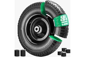 MOOVMOOV Koło do taczki 4.80/4.00-8 ze stalowym kołem, pełne koło 400 x 100 do taczki, małych przyczep ogrodowych - maksymalne obciążenie 150 kg - zawiera nylonowe segregatory, otwór 20 mm, MOOV