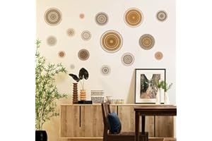 PLIGREAT Set de 20 stickers muraux bohème stickers muraux en bois DIY Vintage Wall Art decor, autocollants vinyle amovibles pour salon chambre Bureau mur à la maison