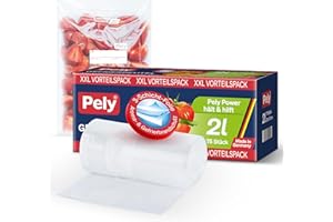 Pely Power Gefrierbeutel 2 Liter,75 Stück|20×31 cm|XXL Vorteilspack, gegen Gefrierbrand, Rundumschutz für Aroma und Geschmack (2 Liter)