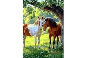 MXJSUA 5D Dos Caballos Diamond Painting, Diamond Painting Kit Completo, Manualidades Adultos DIY Cristal Pintura De Diamante Para, Painting Para Decoración De Pared Del Hogar 30x40cm