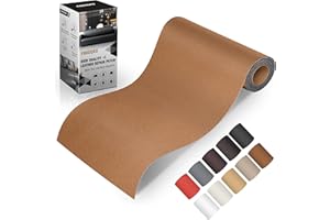 FBKOQKU Patch de Réparation en Cuir, 10 x 200cm Reparation autocollant cuir, Patch Cuir Auto-adhésif rénovation pour Canapé, Siège, Vestes, Artisanat（Brun Clair）