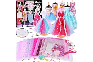 Tacobear Fashion Designer Kit Cucito Giochi Creativi Bambina Stoffe Cucito Creativo Manichino Set Cucito Design Moda Playset Gioco Creativo Regali Bambina Ragazze 8 9 10 11 12 13 Anni