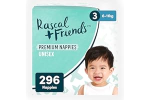 Rascal + Friends Premium Nappies | Size 3 | 296 Nappies | 6-11kg