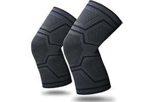 LBMONKEY Knee Support for Men Women Knee Brace 2 Pack Anti Slip Elastic Breathable Compression Sleeves for Arthritis, Joint Pain, Ligament Injury, Meniscus Tear, ACL, MCL, Tendonitis, Running, Squats, Sports