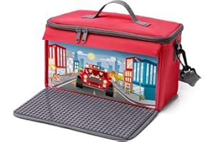 fantifant Building Block Bag with Fold-Out Building Plate Suitable for Building Blocks of Many Brands