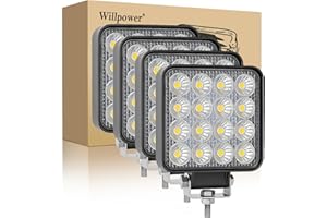 ‎WILLPOWER Willpower LED Arbeitsscheinwerfer, 4 x 3.3 Zoll 48W Strahler led fernscheinwerfer, Scheinwerfer 12v für Auto Bagger Anhänger Traktoren LKW SUV offroad