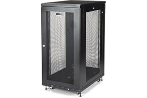 StarTech.com Armadio Rack 19" 24U su Ruote a 4 Montanti, Server Rack a Profondità Regolabile con Ripiano da 1U e Serratura