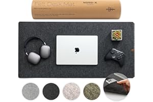 NORDIK BY DESIGN Nordik Large Felt Desk Mat - Charcoal - 89 x 43 cm - Full Desk Cover Keyboard and Mouse Mat - Protector Pad and Matt - Deskmat Blotter for Office