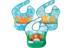 Tiny Twinkle Baby Bibs Mess Proof Baby Bib Weaning Bibs Waterproof Feeding Bibs For Toddlers 6-24months Machine Washable and Adjustable Side Closure Great for Travel Baby Food Bibs