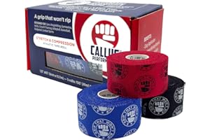 CALLUS PERFORMANCE Premium Athletic Support Tape with Zinc Oxide | Protect, Support and Sticks for Toughest Workouts Fitness Gym, Sports and Climbing | Easy to Apply | 100% Hypoallergenic | 3-Pack 3 Colors