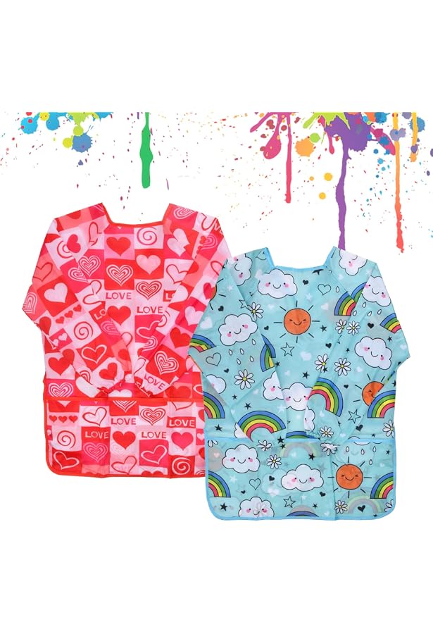 Tablier Enfant Manches Longues – Imperméable, 3 Poches, Pour Peinture, Cuisine, École (8–10 Ans) - 11