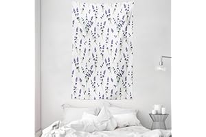ABAKUHAUS Flor Tapiz de Pared y Cubrecama Suave, Acuarela Flores de Lavanda Planta Fragante Pálida Suave Aceite Esencial Extracto, Resistente a la Suciedad, 140 x 230 cm, Violeta
