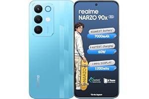 realme NARZO 90x 5G (Flash Blue 2026, 6GB+128GB) | 7000mAh + 60W Biggest Battery & Fastest Charging in the Segment* | 144Hz Bright Display | Sony 50MP AI Rear Camera | 400% Ultra Boom Speaker