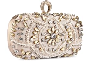UBORSE Pochette Sac de soirée femme Elégante Luxe Portefeuille Petit Sac de Mariage Party Bal avec Chaîne Détachable Sacs en Strass