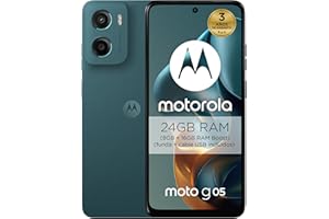 MOTOROLA Moto g05 24GB (8G+16GB RAM Boost)/256GB Azul, España, Pantalla superbrillante de 6.67 Pulgadas, Sistema de cámaras de 50 MP, Modo Retrato con IA, Soft luxe, Corning Gorilla Glass 3, batería 5200 mAh