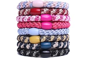 GUYI GYGYL 8Pcs Mixed Color Hair Ties for Women Girls, Elastics Hair Bands Ponytail Holders for Thick Hair, No Damage No Crease Hair Elastics(Style 3)