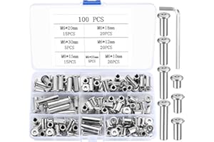 BJBJJIU Dado manicotto M6, 100 pezzi - Dadi a esagono incassato, Acciaio nichelato