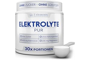 7 ELEMENTS Elektrolyte PUR • 210g (30 Portionen) • Ohne Zucker & Süßungsmittel • KETO • Für Sport und gegen Kater • Ohne Zusätze und Aromen • isotonisches Elektrolytgetränk • inkl. Messlöffel