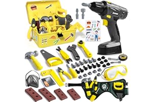 TONZE Jouet Enfant 3 Ans Garcon Fille Boite a Outils Enfant 50pcs Caisse a Outil Bricolage avec Perceuse Jouets Cadeau Garcon Fille 3 4 5 Ans