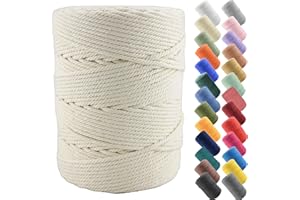 GOXEON 4mm x 300m Makramee Schnur Baumwollschnur - 4 Stränge gedrehte Naturschnur für Wandbehang, Pflanzenaufhänger, Basteln, Stricken