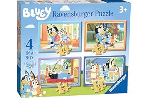 Ravensburger Bluey 4 in Box Jigsaw Puzzles for Kids Age 3 Years Up - 12, 16, 20 & 24 Pieces