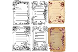 CRASPIRE ATC Frame Background Clear Stamps Vintage Artist Trading Flowers Sigilli in Silicone Trasparenti Riutilizzabili Timbro per Creazione di Biglietti di Diario Fai da Te Scrapbooking Album