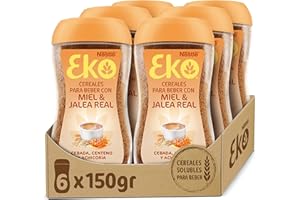 Eko MIEL Y JALEA REAL, cereales para beber, frasco de vidrio 150g, Pack de 6x150g