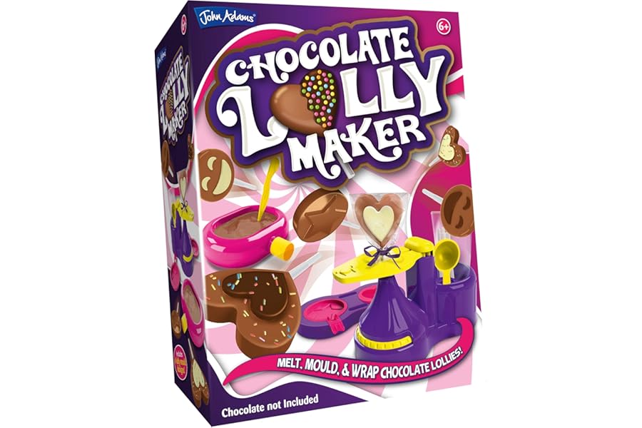 John Adams Chocolate Lolly Maker | Melt, Mould & Wrap Your Own Chocolate Lollies | Choose From 4 Designs | Food Craft Treats | Age 6+ | Kids Gift Idea For Birthday & Christmas | Chocolate Not Included