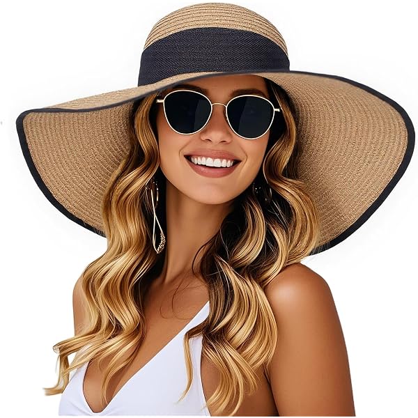 Adrinfly Women Foldable Floppy Wide Brim Straw Sun Hat Travel Packable Adrinfly Women Foldable Floppy Wide Brim Straw Sun Hat  main image 2