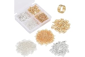 DEUDY 600 Pz Open Jump Rings e 100Pz Aragosta Claw Clasps con Cucire Thimble, Gioielli Braccialetto Connettori Collana Clasp Braccialetto Clasp Jump Rings per Gioielli Making Anelli di Salto Aperti