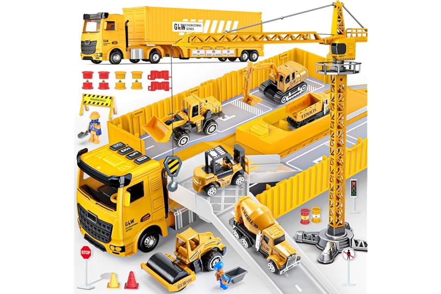 Naxudcoo Construction Toys For 3-7 Year Old Boys Girls: Construction Truck Toy Set Toddler Car Toy - Easter Gifts For Kids Digger, Construction Vehicle Toys For 3 4 5 6 7 Year Old Boys Girls Gifts