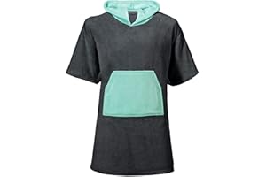 CelinaTex Happyfun Surf Poncho 80 x 110 cm con Tasca a Marsupio Donna Uomo Bambino Micro Flanella Grigio Antracite