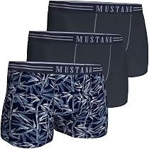 MUSTANG Herren Boxershorts Retropants 3er-Pack – Rot/Navy/Anthrazit, 95% Baumwolle, Enge Passform