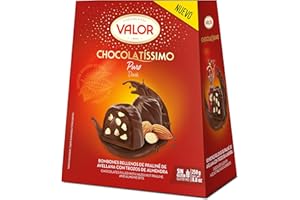 Valor - Chocolatíssimo Puro. Bombones de chocolate puro con praliné de avellana y trozos de almendra. e intenso Sabor y Aroma - 250 Gramos